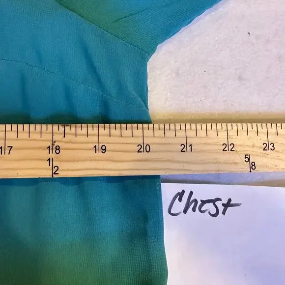 NWT Nicole Miller Large blouse cover up turqouise tie dye border sheer resort - Picture 5 of 8